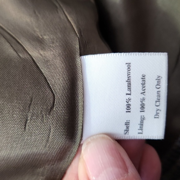 Talbots lambswool blazer green grey herringbone size 12P  blazer made in USA - Picture 11 of 13